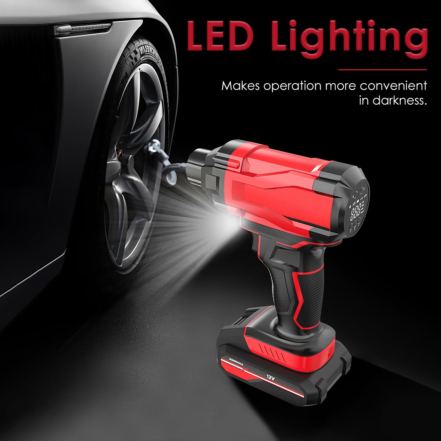 1Pc 150PSI Cordless Car Tire Inflator Rechargeable 2V Portable Electric Air Compressor With LED Light For Car Bike Motorcycle Ball