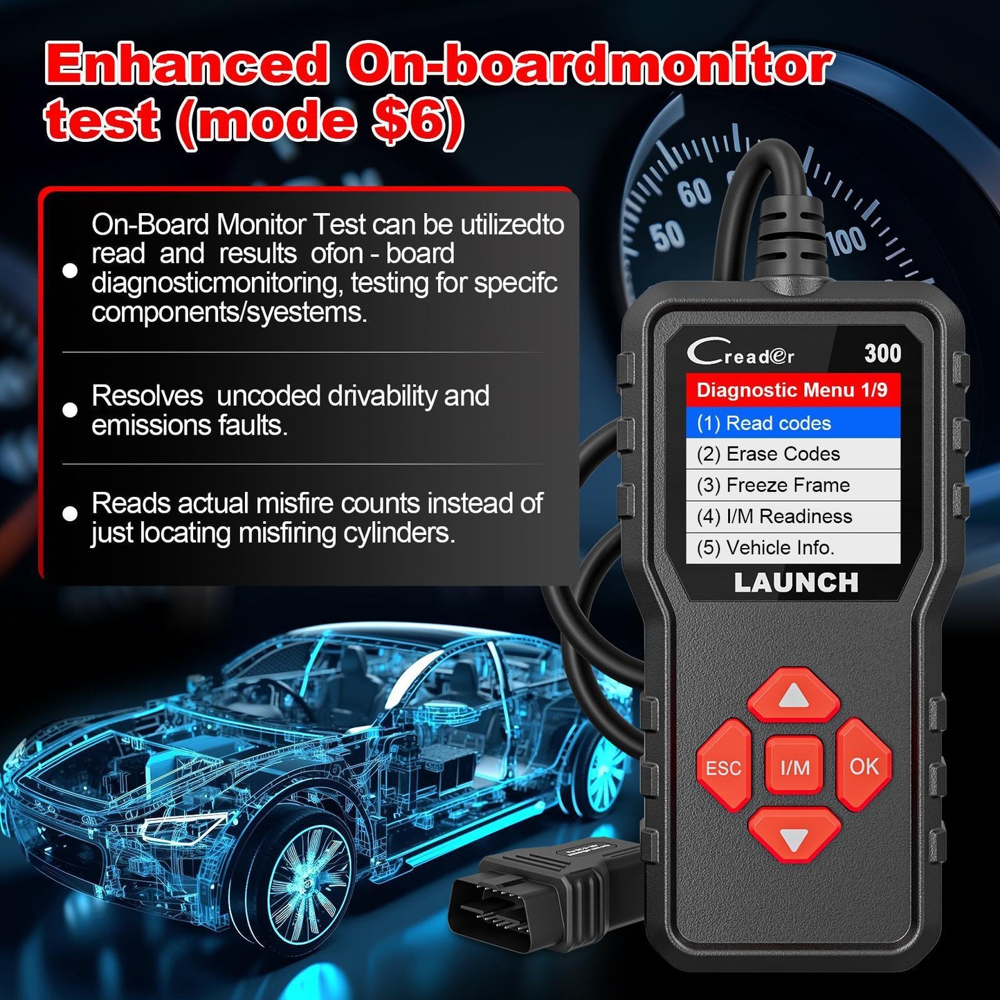 2025 Langren X431 CR300 Car Trouble Code Reader OBD2 Scanner Engine Detection