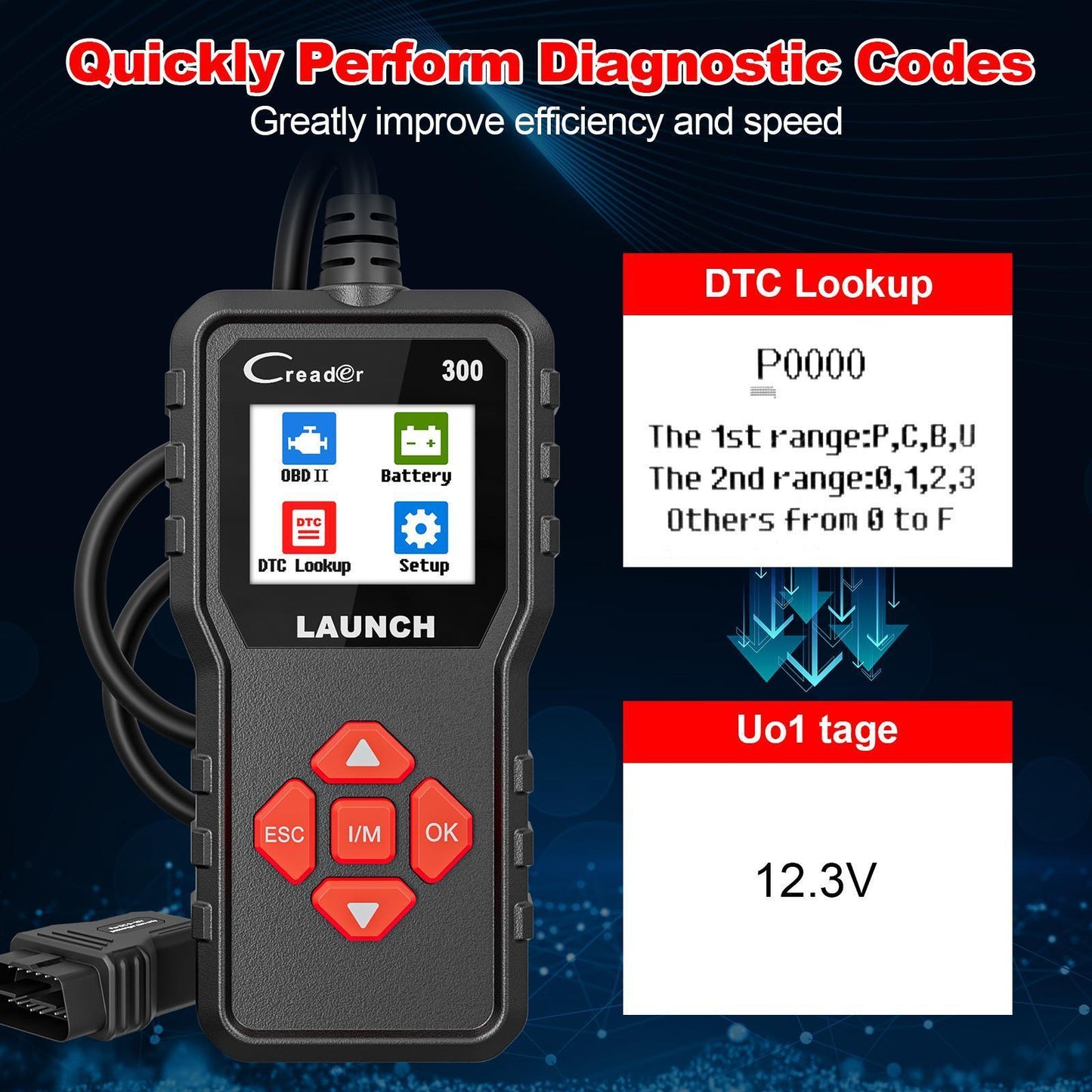 2025 Langren X431 CR300 Car Trouble Code Reader OBD2 Scanner Engine Detection