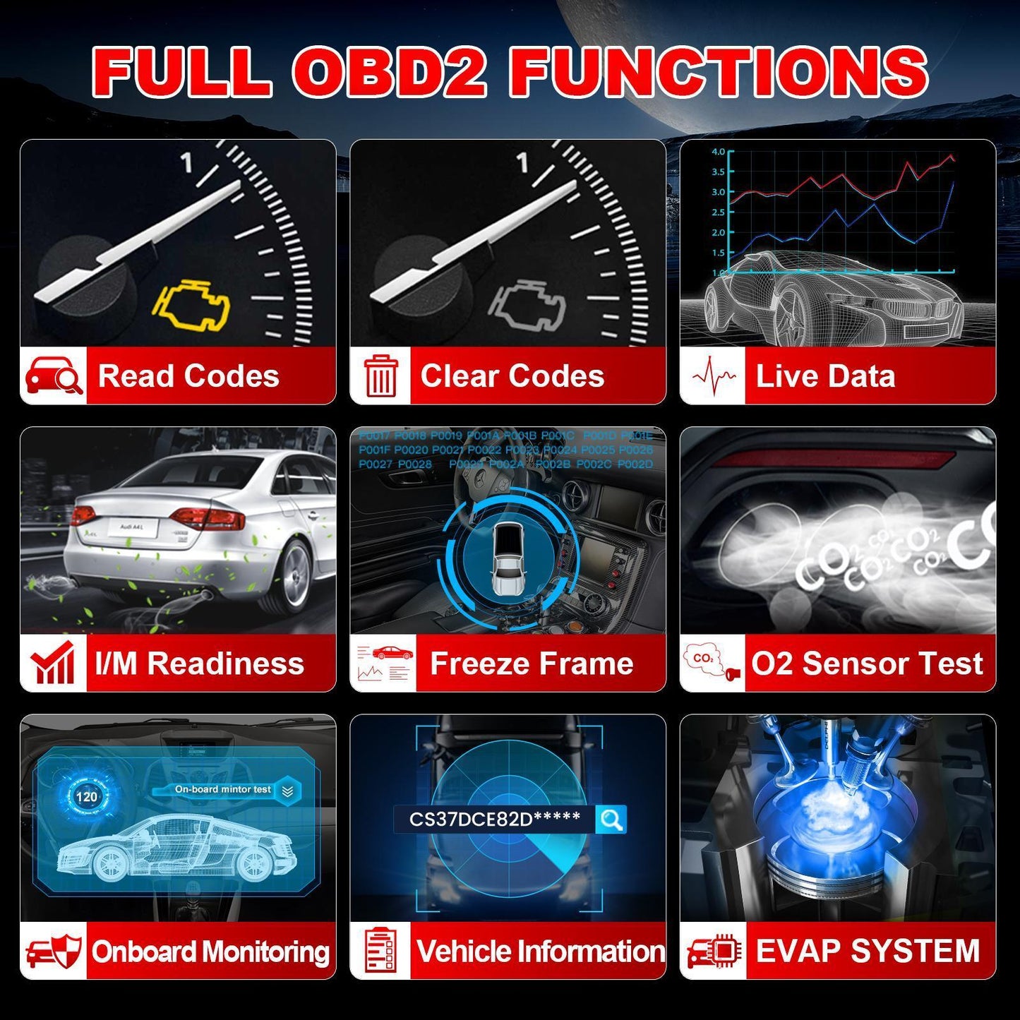 2025 Langren X431 CR300 Car Trouble Code Reader OBD2 Scanner Engine Detection